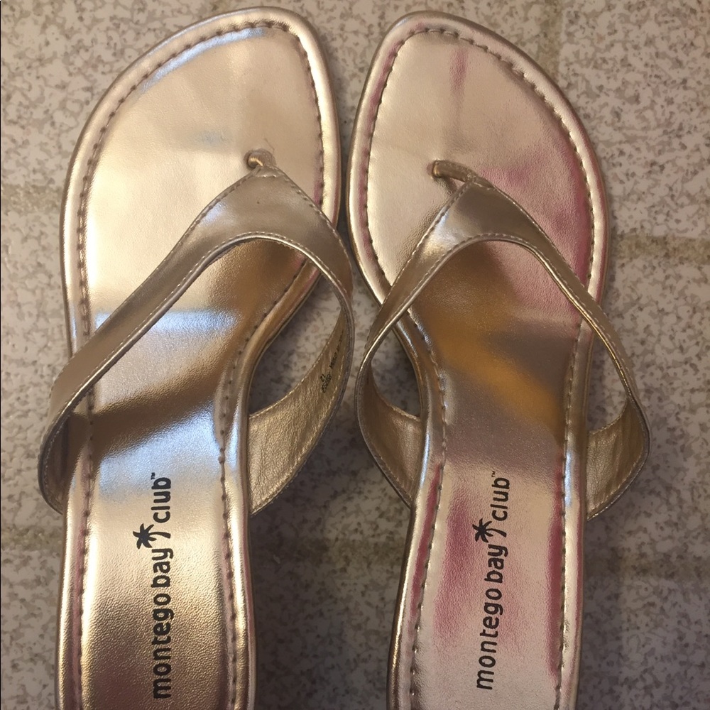 Gold wedge sandals